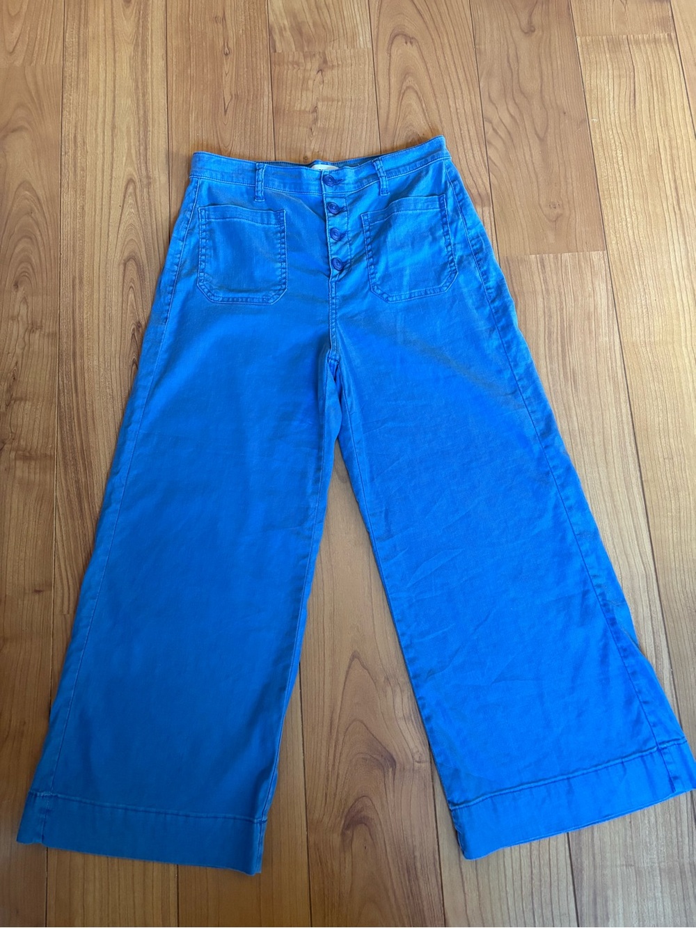 Evereve Blue Wide-Leg linen blend pants Size 30